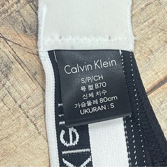 CALVIN KLEIN Small Cotton Logo Triangle Bra Bralette Casual Solid - Picture 5 of 6
